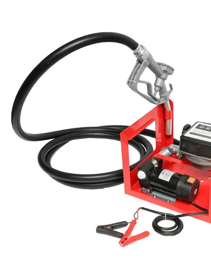 Kit pompa transfer motorina 12V, debit 40L/min cu contor, furtun aspiratie 1,5m, furtun transfer 4m si pistol 1