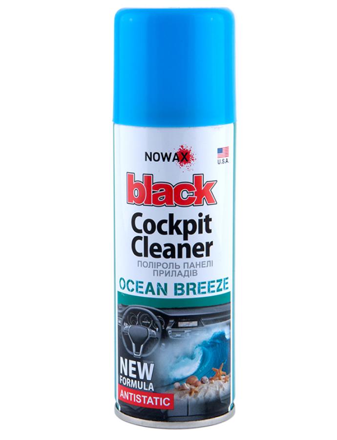 Polish pentru bord NOWAX Black Spray Ocean Breeze 200 ml — produs pentru curățarea și protecția suprafețelor din plastic cu aromă oceanică.