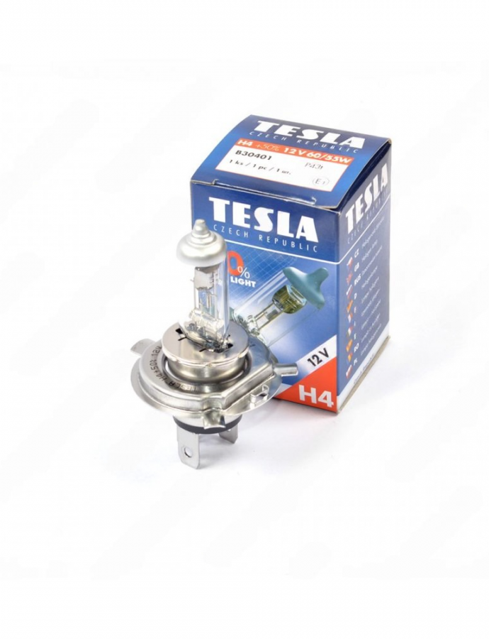 Лампа автомобильная H4+50% 12В 60/55W P43t TESLA