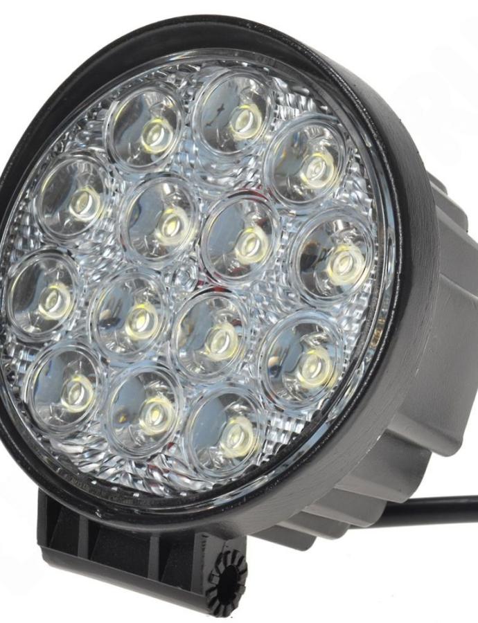 Proiector de lucru LED 42W 10–30V 14LED 6000K rotund pentru utilaje și camioane