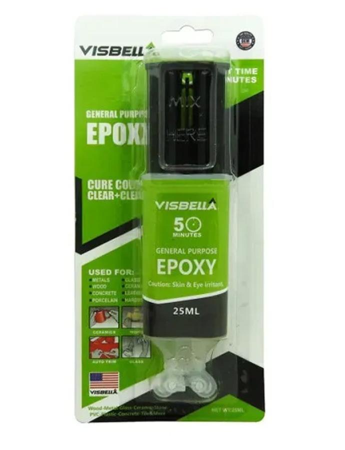 Клей эпоксидный Visbella 2 компонента (шприц) 25 г — быстросхватывающийся состав для прочного соединения различных материалов.
