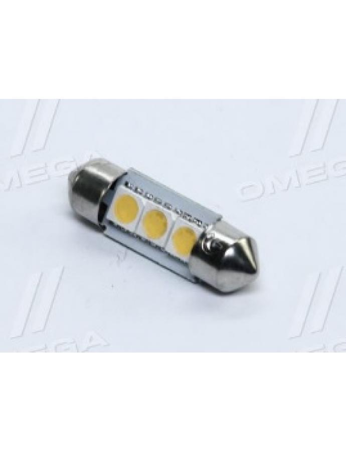 Лампа LED софитная C5W 24V T11x31-S8.5 (3 SMD size5050) WARM WHITE <TEMPEST>