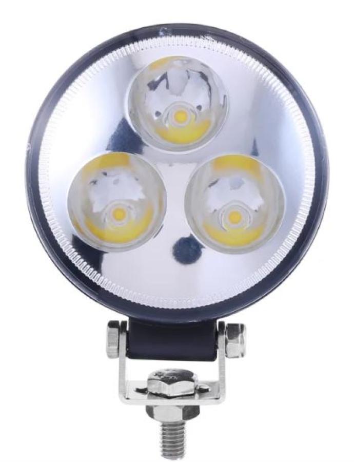 Proiector de lucru LED 9W 12–24V rotund cu fascicul luminos larg de 30°