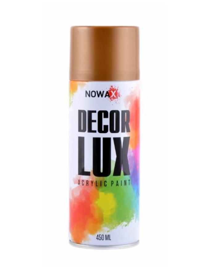 Vopsea DECOR LUX 450 ml Auriu metalizat NOWAX — spray decorativ cu efect metalic.