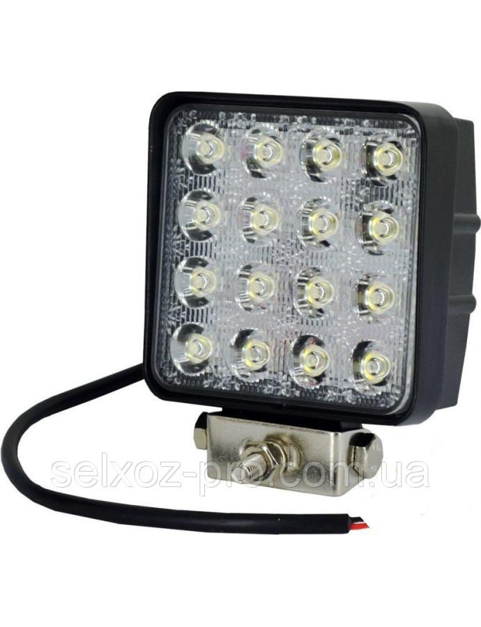 Proiector de lucru LED 48W 12–24V pătrat cu fascicul luminos îngust de 30°