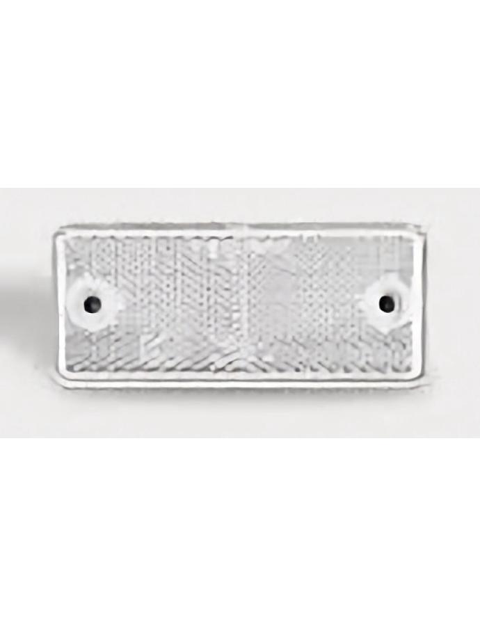 Catadioptru dreptunghiular 94×44 mm alb cu două orificii de fixare