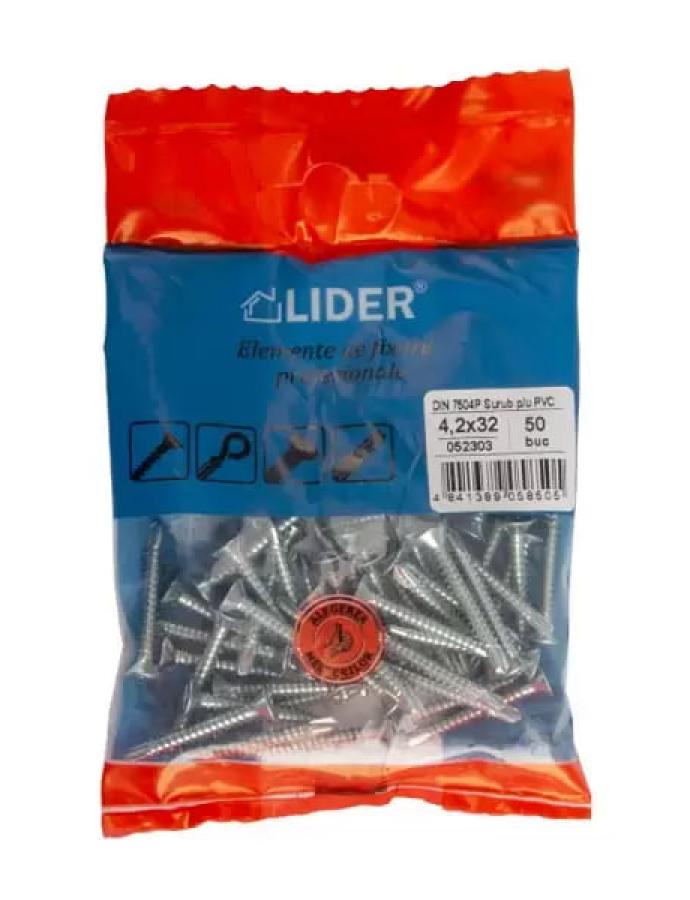 Șurub cu bur pentru capul ascuns 3,9 × 32 mm (50 bucăți) — soluție rapidă și fiabilă pentru montaj fără găurire prealabilă.