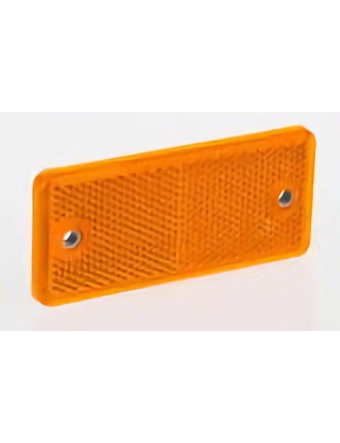 Catadioptru dreptunghiular 40×90 mm galben cu două orificii de fixare