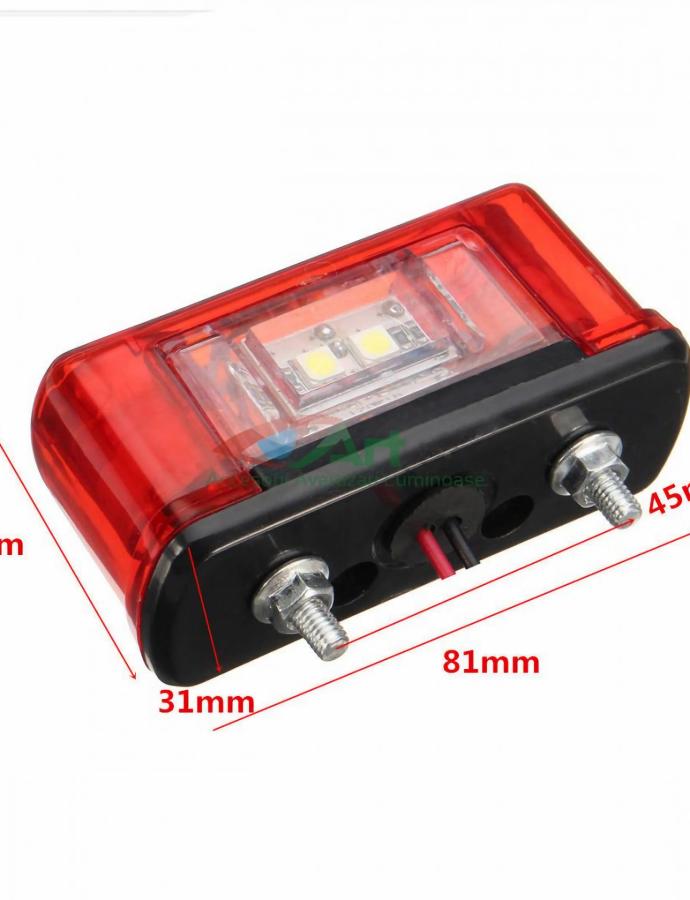 Lumină LED pentru plăcuța de înmatriculare 12–24V roșie WP pentru iluminare auto