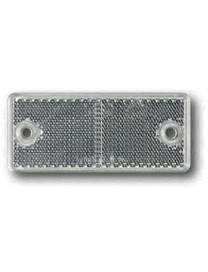Catadioptru dreptunghiular 40×90 mm alb cu două orificii de fixare