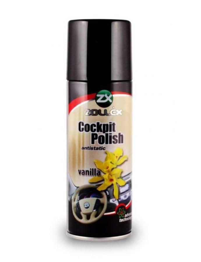Polish pentru bord Zollex cu silicon „Vanilie” 200 ml — produs pentru curățarea și protecția suprafețelor din bord cu aromă de vanilie.