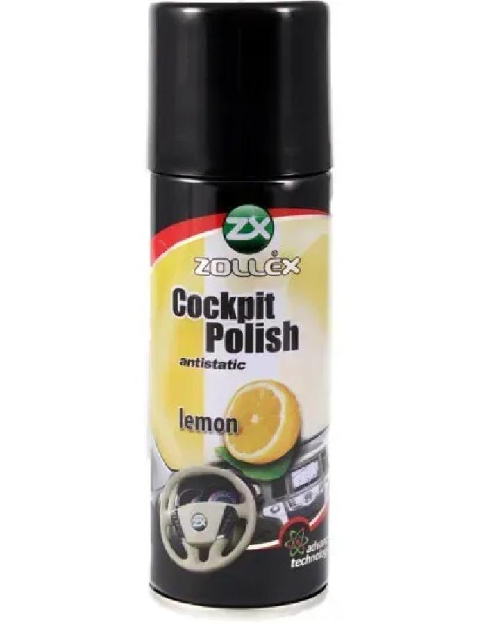 Полироль торпеды Zollex с силиконом «Лимон» 200 мл — средство для очистки и защиты панели приборов с ароматом лимона.