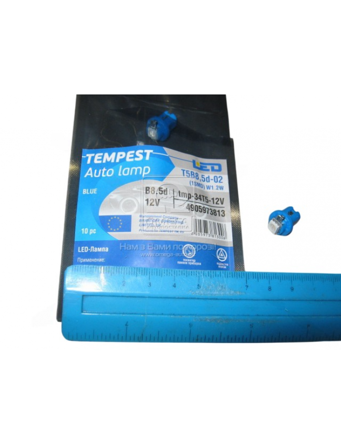 Bec LED albastru 12V B8.5d 1SMD TEMPEST — pentru bord și butoane