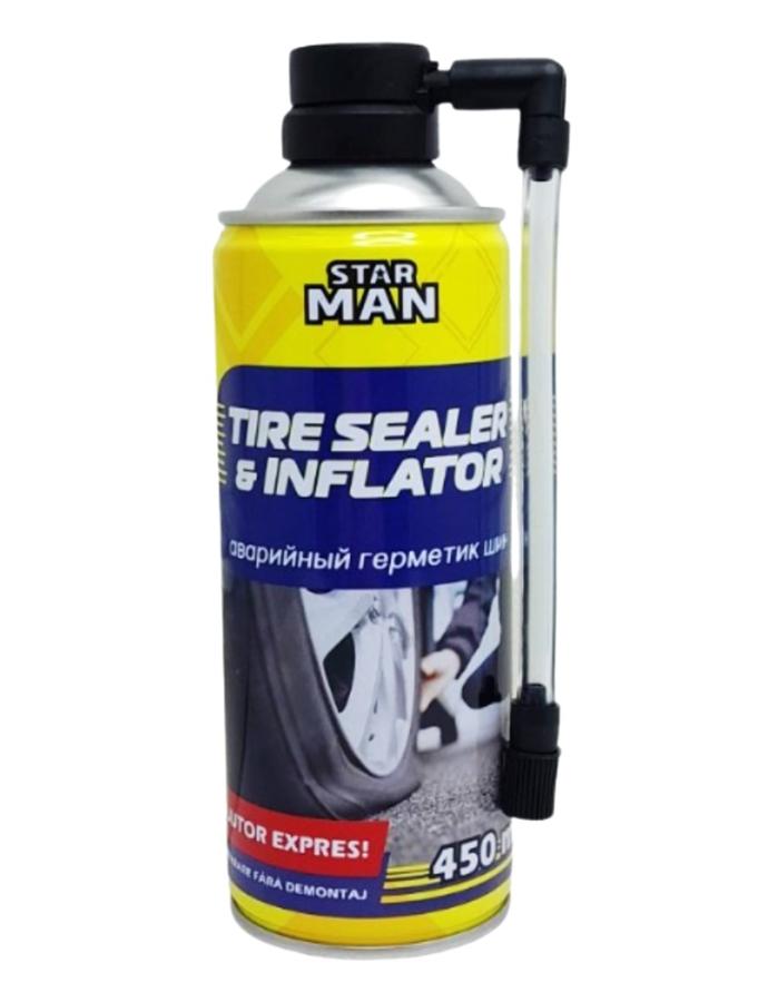 Spray STAR MAN pentru repararea anvelopelor 450 ml — produs pentru repararea rapidă a penelelor și umflarea anvelopelor.