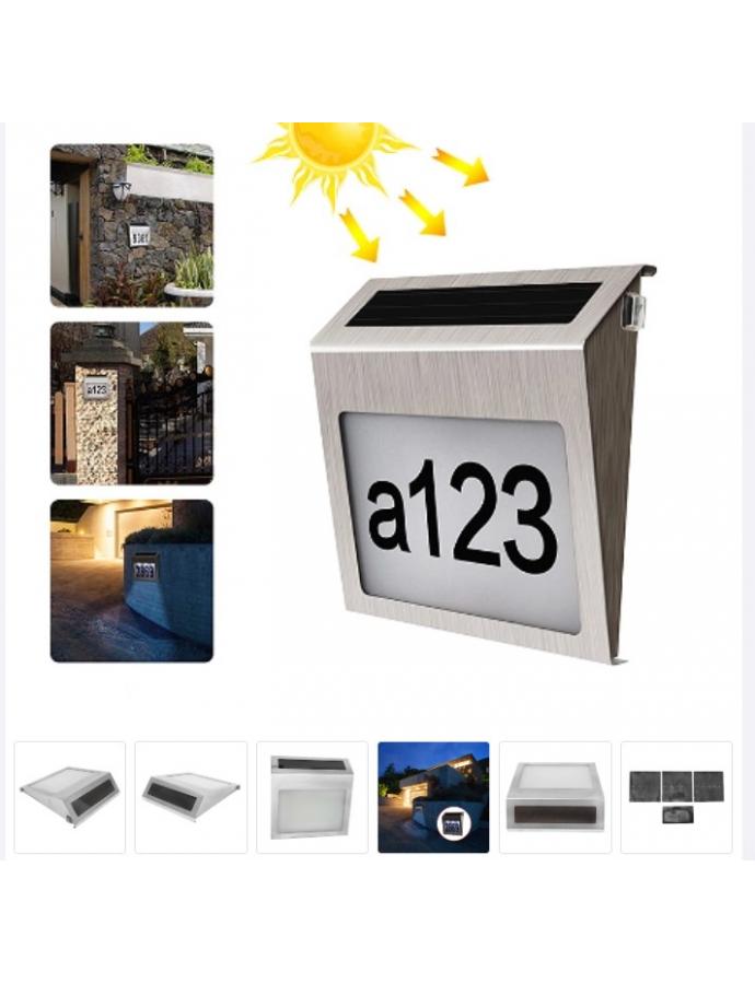 Iluminarea numărului de casă cu panou solar de 0,18W, soluție ecologică pentru iluminat, încărcare cu energie solară, consum redus de energie.