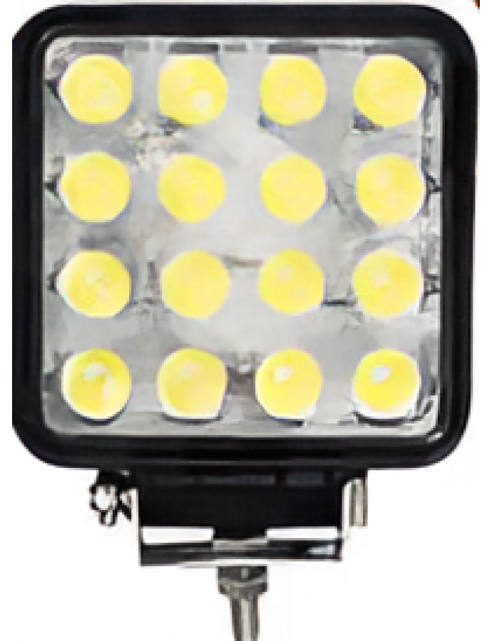 Proiector de lucru LED 48W 12–24V pătrat cu fascicul luminos larg de 60°
