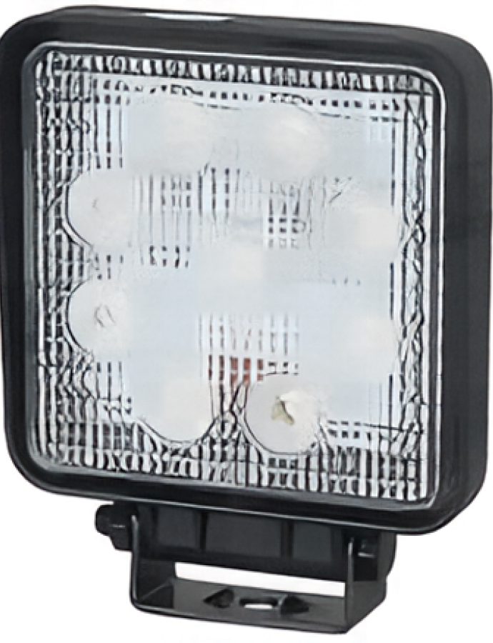 Proiector de lucru LED 27W 12–24V pătrat 107×107×49 mm cu fascicul îngust de 30°