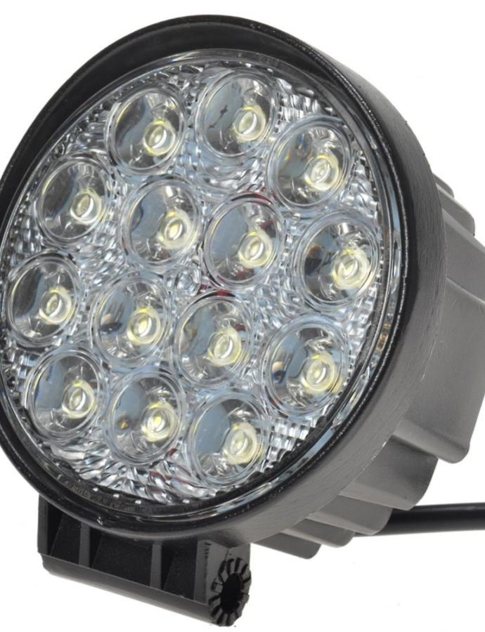 Proiector de lucru LED 42W 12–24V rotund cu fascicul luminos larg de 60° DK