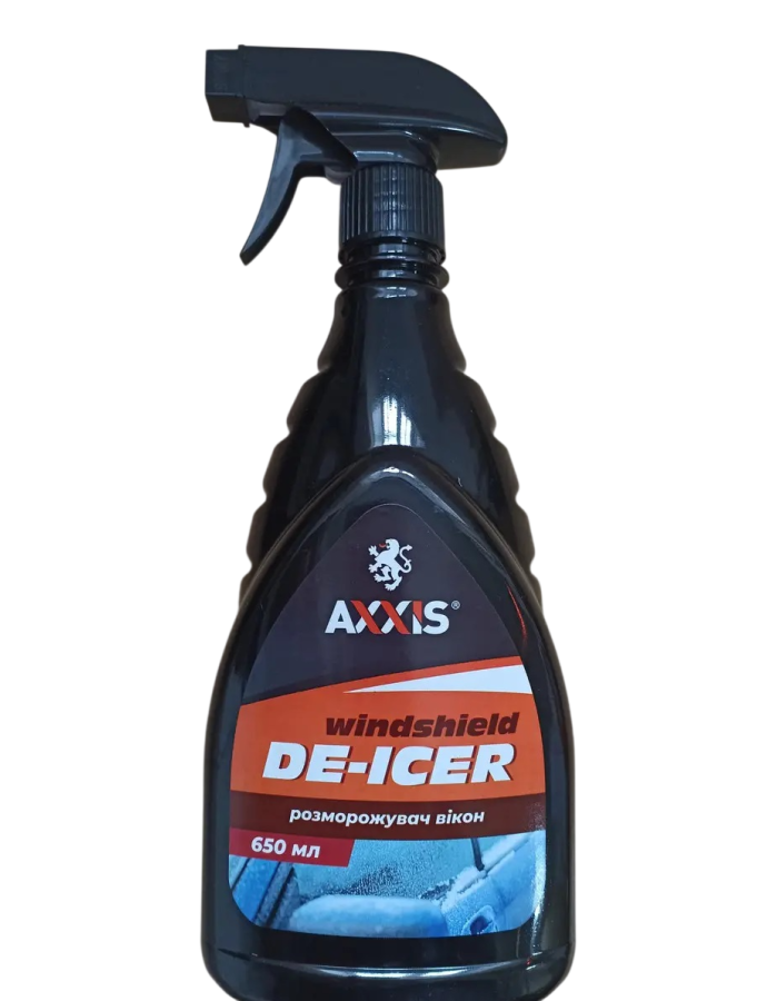 Размораживатель стекол Axxis 650 мл — средство для быстрого удаления льда и инея с автомобильных стекол.