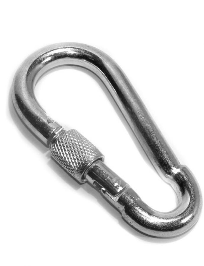 Карабин с винтовым замком №12, оцинкованный, для фиксации при повышенных нагрузках.