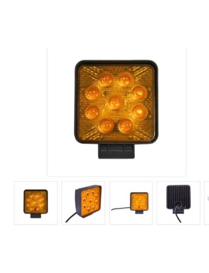 Proiector de lucru LED 27W 12–24V pătrat cu fascicul luminos îngust de 60°