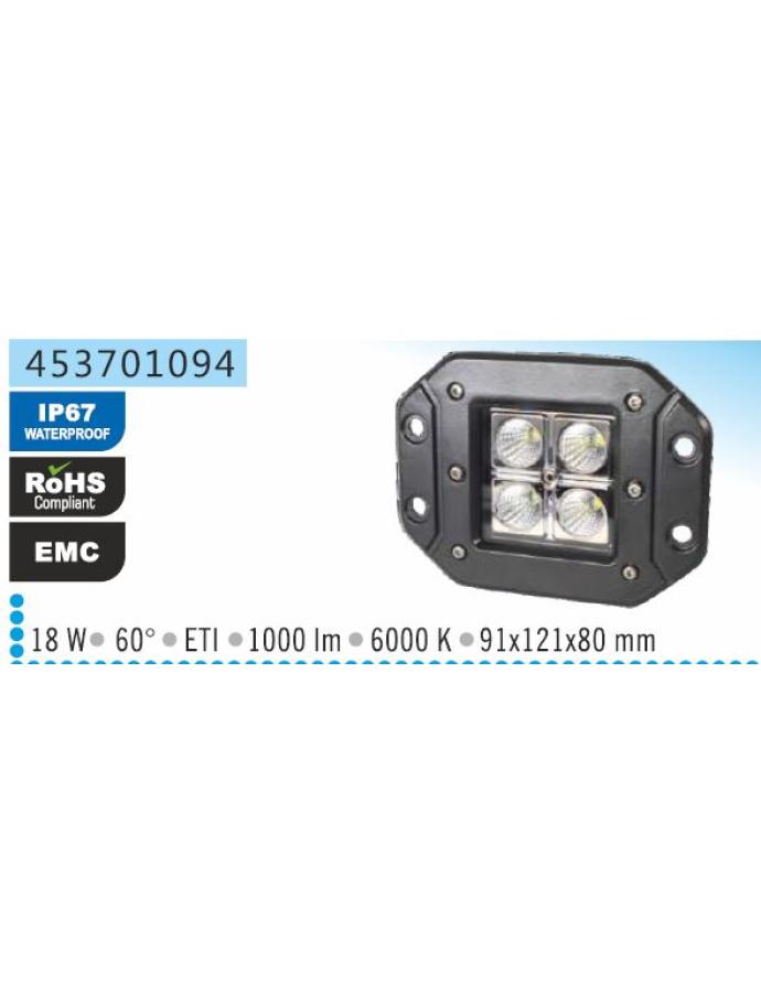 Proiector de lucru LED 16W 12–24V cu fascicul luminos larg pentru utilaje și camioane