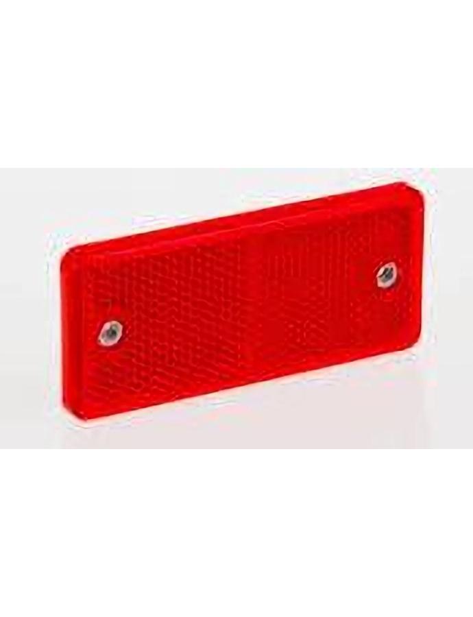 Catadioptru dreptunghiular 40×90 mm roșu cu două orificii de prindere