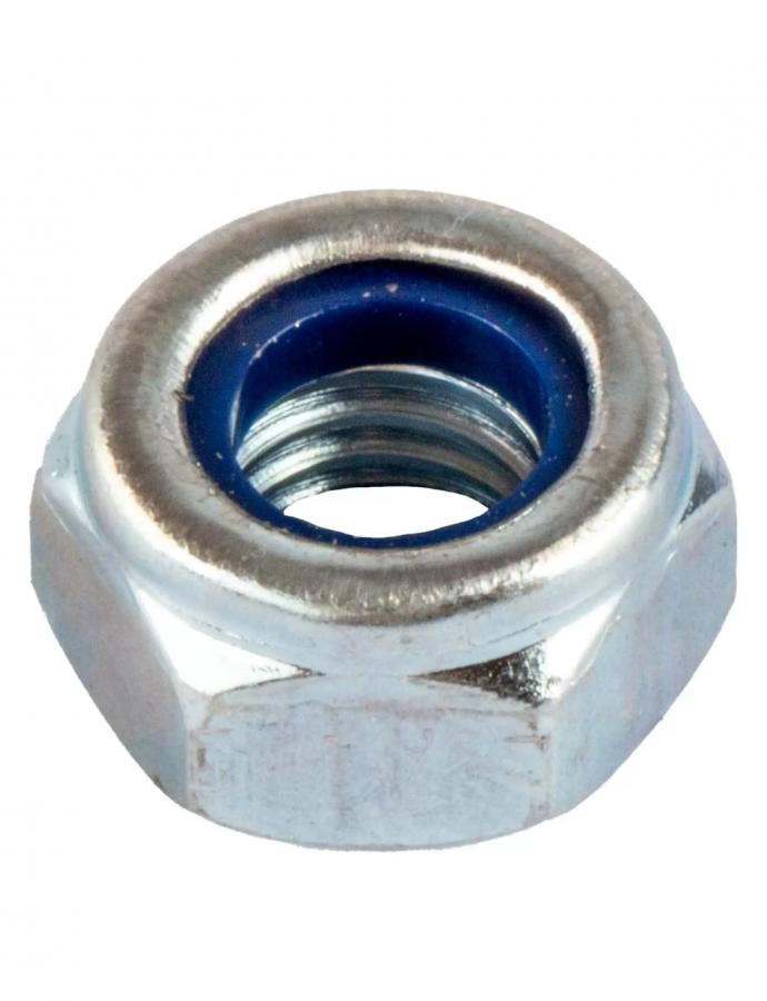 Гайка М10 с пластиковым стопором, сталь 8 — надежная фиксация и защита от ослабления соединений.