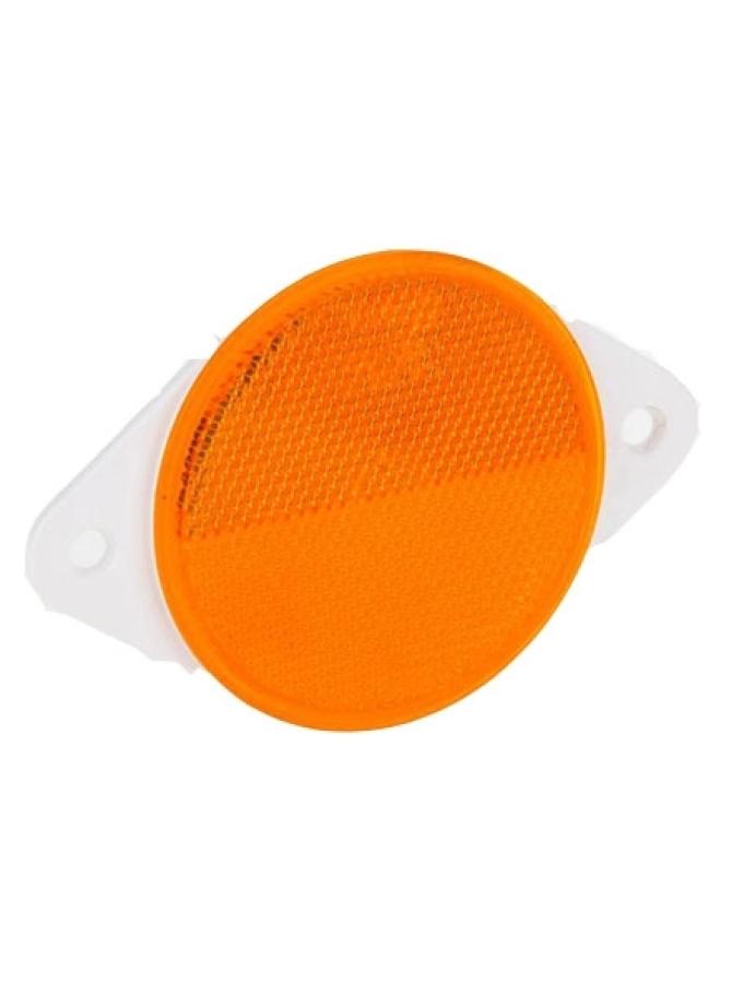Catadioptru rotund Ø80 mm galben cu fixare în două șuruburi