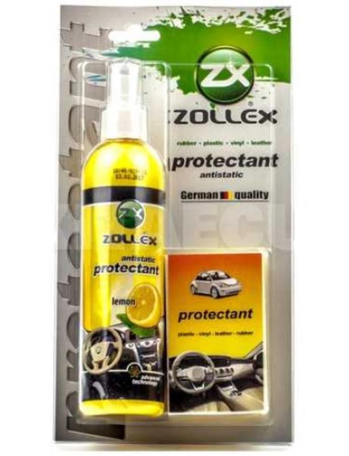 Polish pentru plastic cu burete „Lemon” Zollex 240 ml — produs pentru curățarea și protecția suprafețelor din interiorul auto.