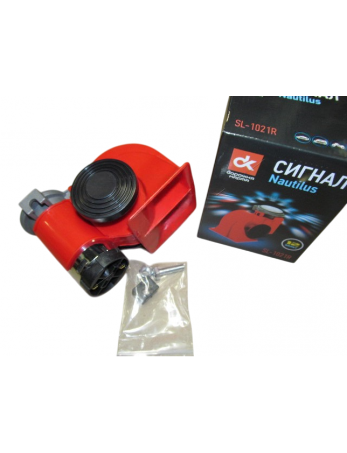 Сигнал воздушный улитка Nautilus красный 12V <ДК>