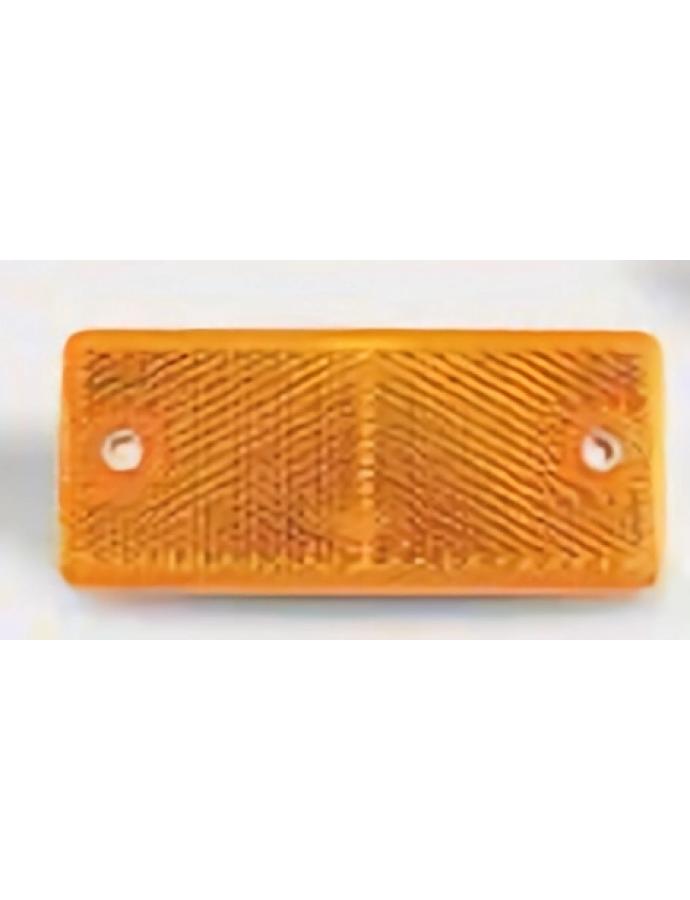Catadioptru dreptunghiular 94×44 mm galben cu două orificii de fixare