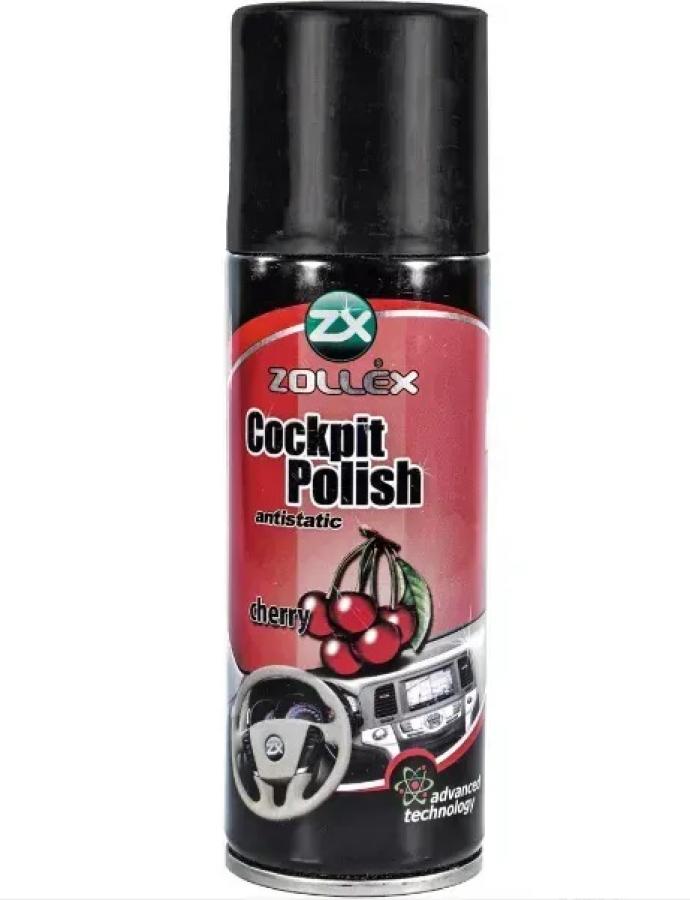 Polish pentru bord Zollex cu silicon „Cireșe” 200 ml — produs pentru curățarea și protecția suprafețelor din bord cu aromă de cireșe.