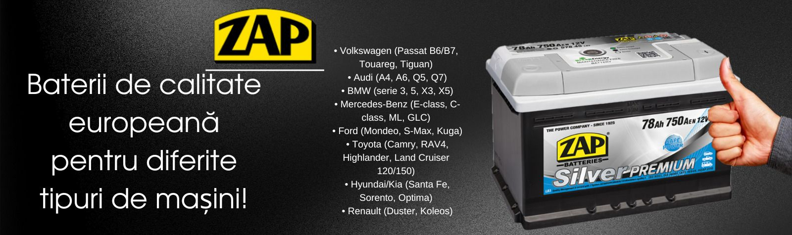 Baterie auto 78Ah Silver Premium – acumulator auto cu capacitate de 78 Ah, curent de pornire fiabil, potrivit pentru autoturisme, crossovere și SUV-uri.